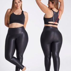 Black Leather-Look Leggings – Plus Size