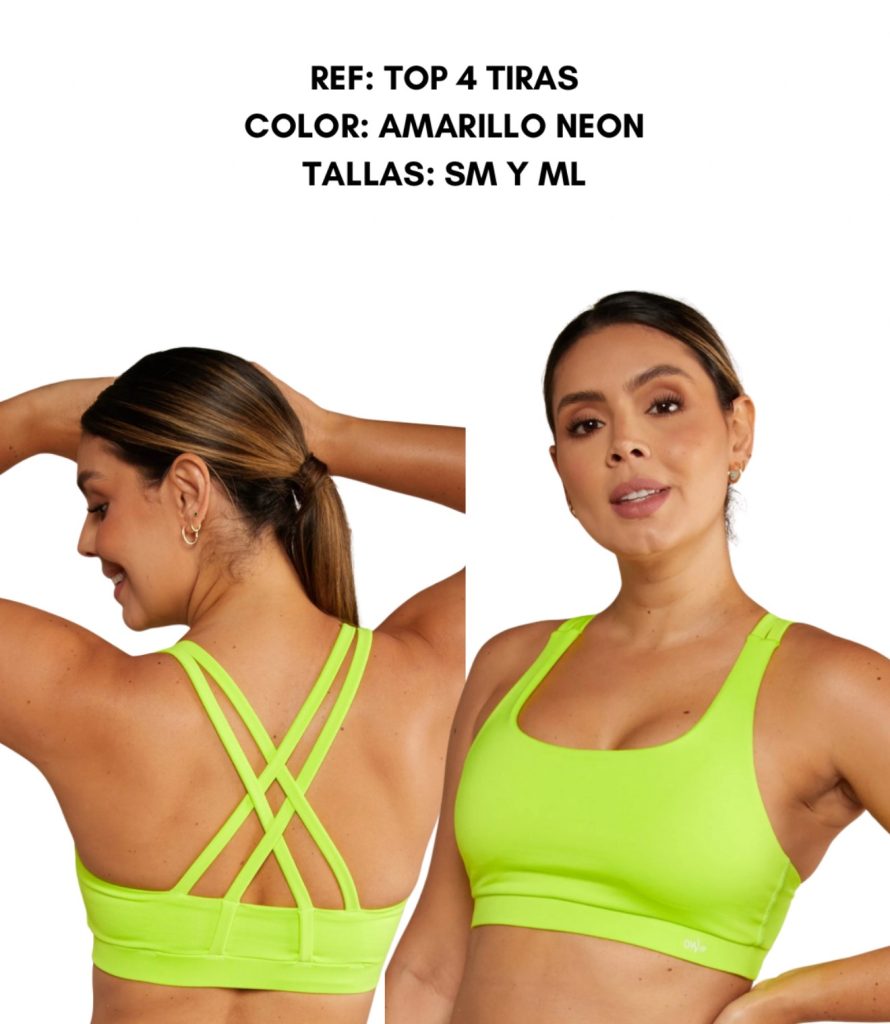 Neo Yellow 4-Strap Sports Top